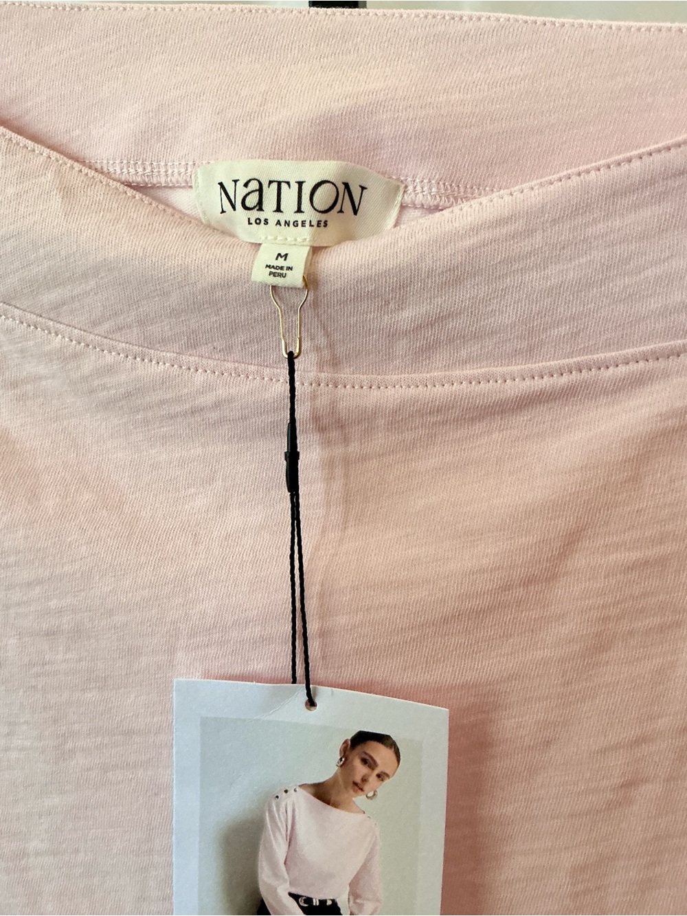 Nation LTD Rochelle Boatneck Tee Blush Snap Shoulder Top M NWT - Picture 2 of 12